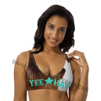 Yeehaw Brown Cow Print Bikini Top Baha Ranch Western Wear