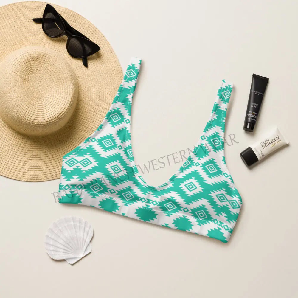 Baha Ranch Yeehaw Turquoise Aztec Bikini Top Baha Ranch Western Wear