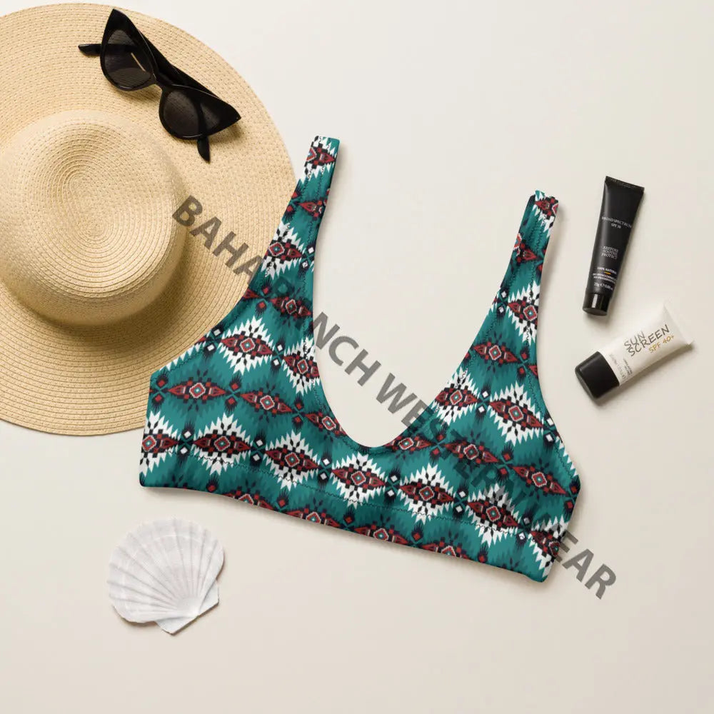 Baha Ranch Yeehaw Teal Burgandy Bikini Top Baha Ranch Western Wear