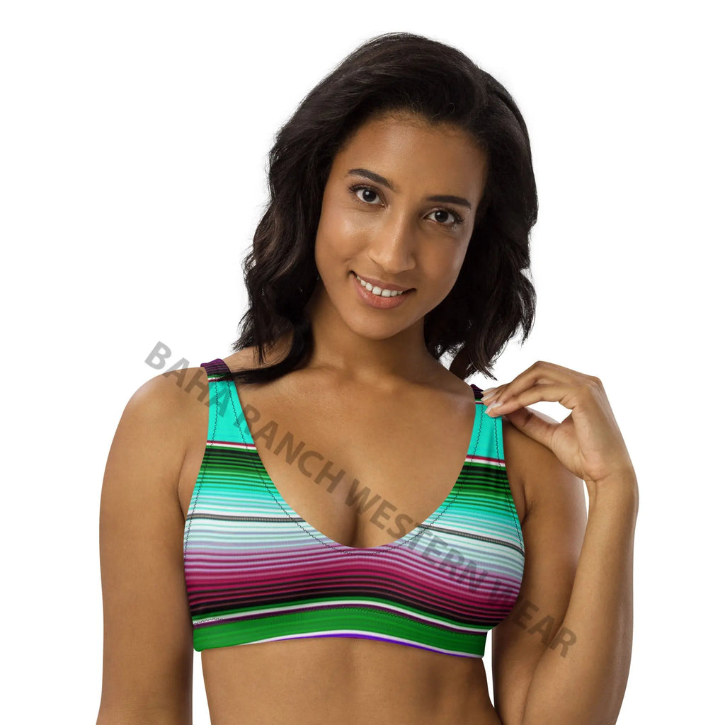Baha Ranch Yeehaw Aqua Serape Bikini Top Baha Ranch Western Wear