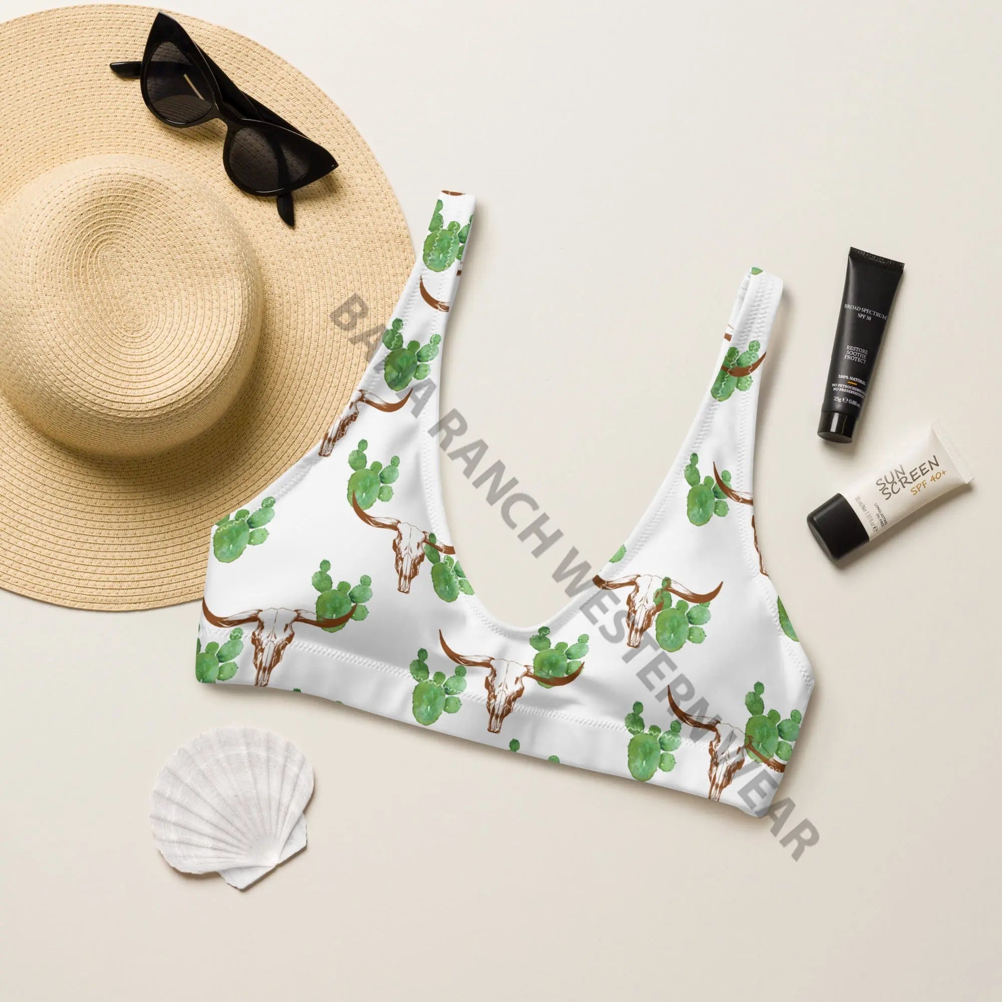 Yeehaw Cactus Bullhead Bikini Top Baha Ranch Western Wear