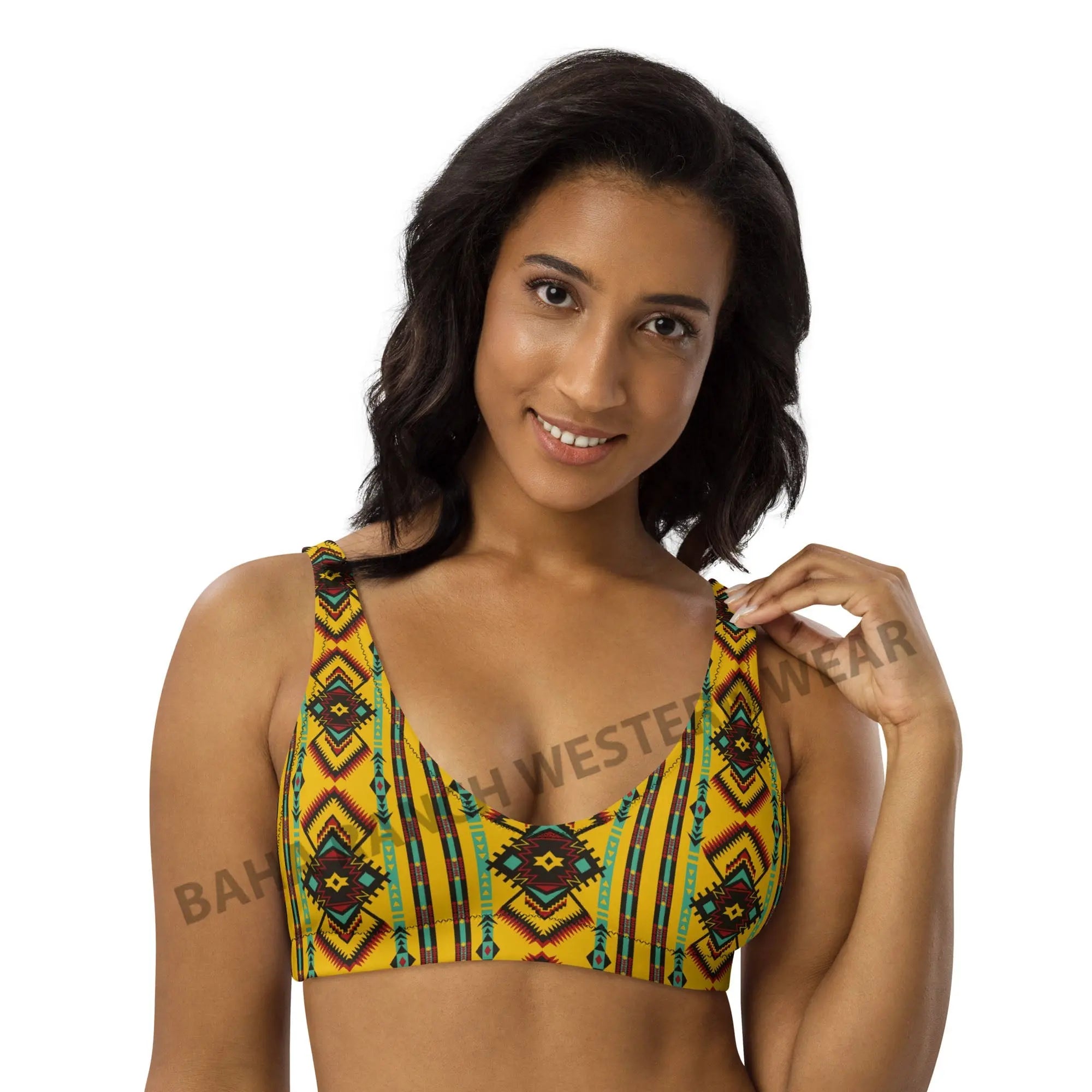 Baha Ranch Yeehaw Mustard Aztec Bikini Top Baha Ranch Western Wear