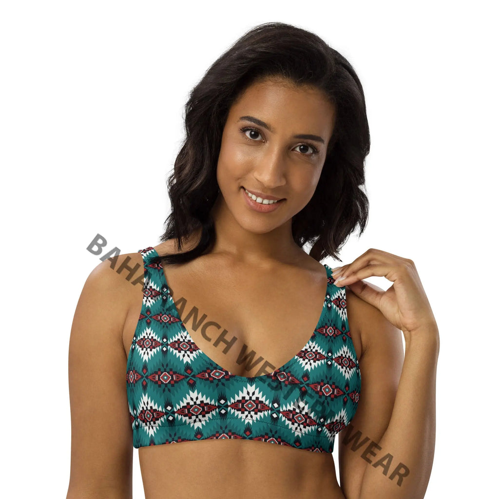 Baha Ranch Yeehaw Teal Burgandy Bikini Top Baha Ranch Western Wear