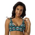 Ready to Ship Yeehaw Teal Burgandy Aztec Bikini Top Size LARGE Baha Ranch Western Wear