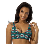 Ready to Ship Yeehaw Teal Burgandy Aztec Bikini Top Size LARGE Baha Ranch Western Wear