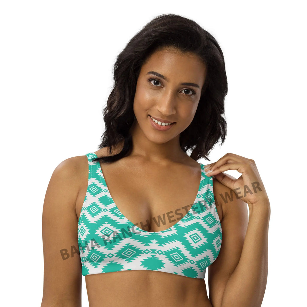 Baha Ranch Yeehaw Turquoise Aztec Bikini Top Baha Ranch Western Wear