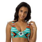 Baha Ranch Yeehaw Turquoise Orange Aztec Bikini Top Baha Ranch Western Wear