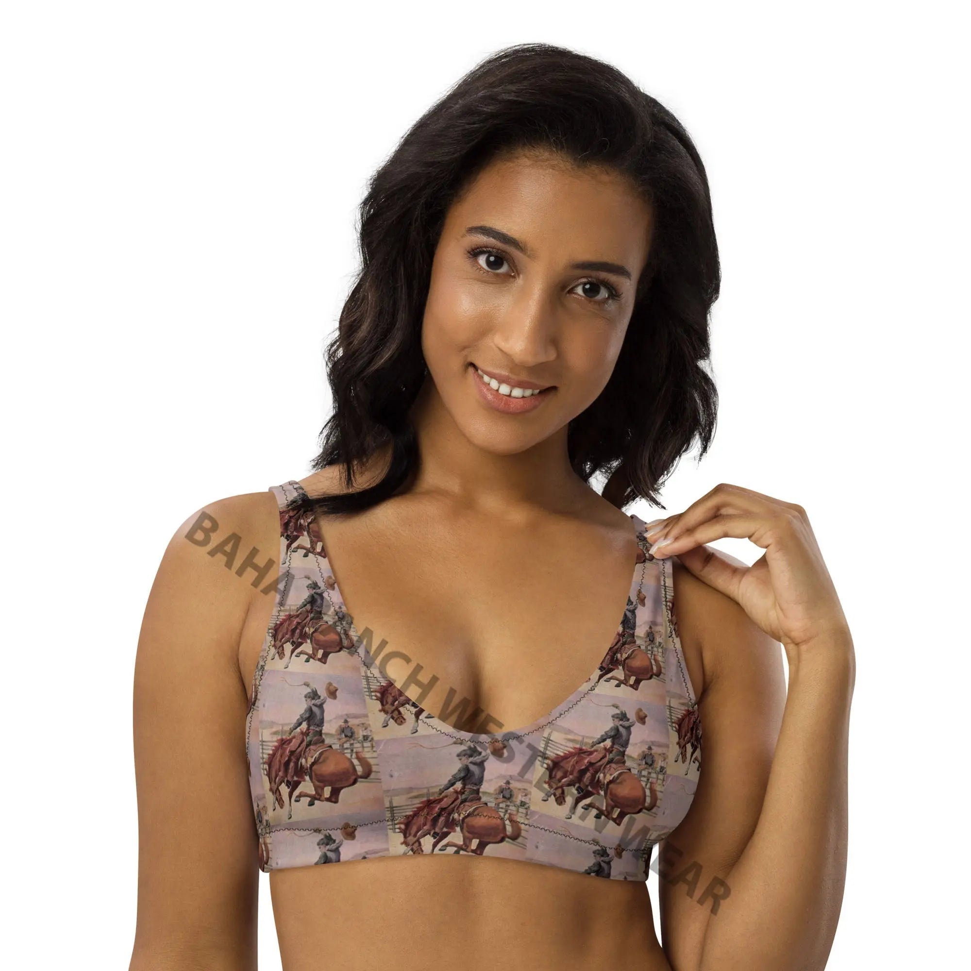 Baha Ranch Yeehaw Vintage Cowboy Bronc Bikini Top Baha Ranch Western Wear