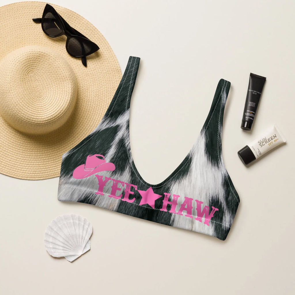 Baha Ranch Yeehaw Cow Print Bikini Top Baha Ranch Western Wear