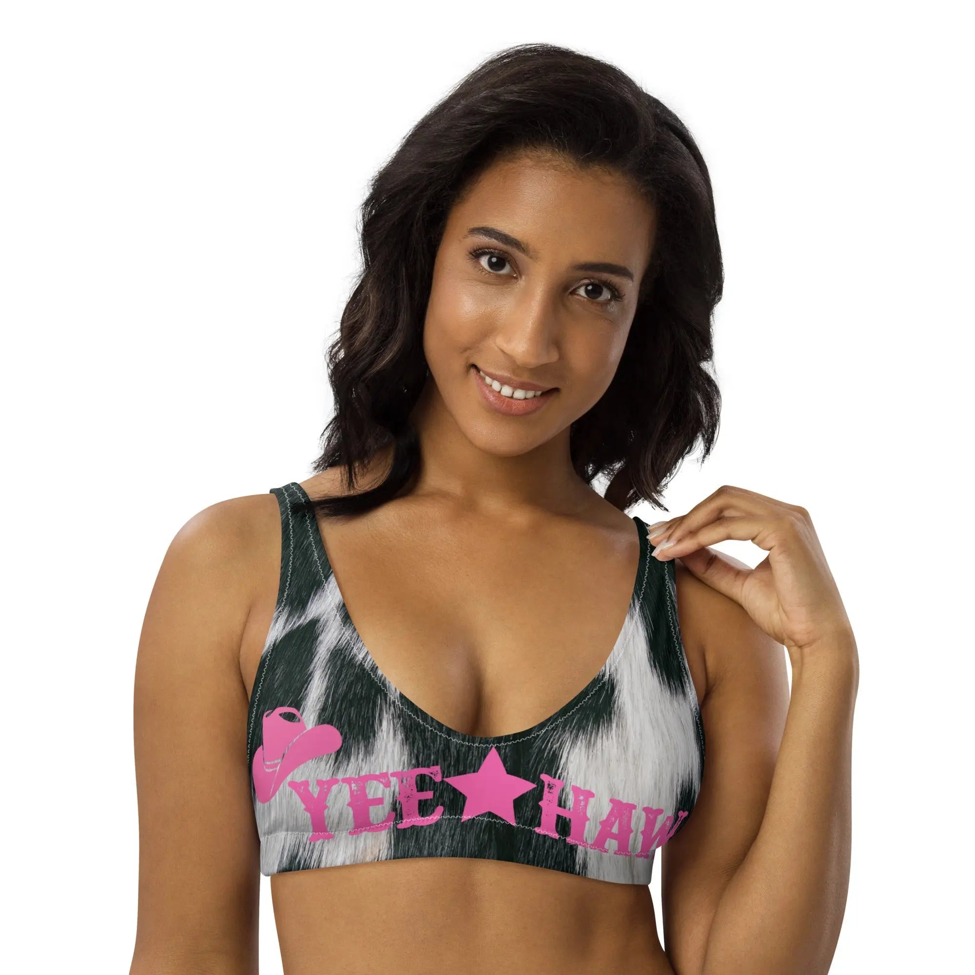 Baha Ranch Yeehaw Cow Print Bikini Top Baha Ranch Western Wear