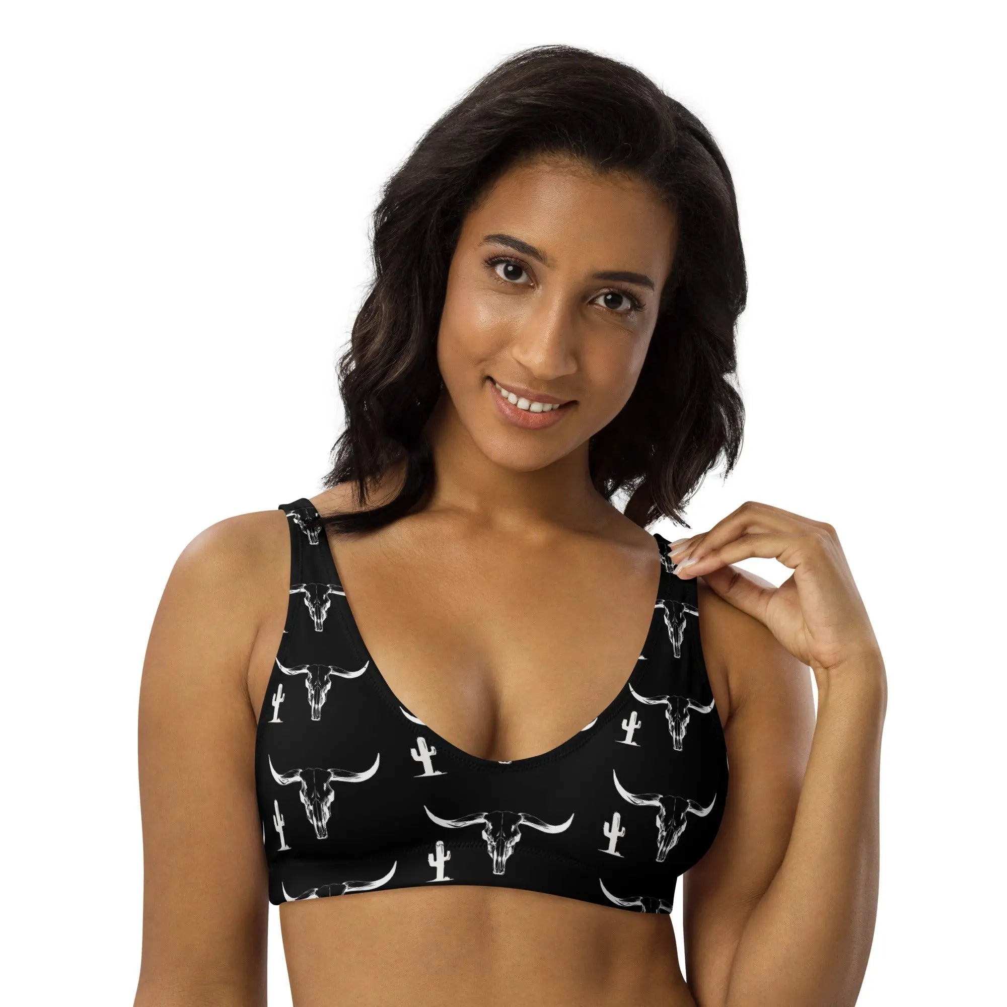 Baha Ranch Yeehaw White Bullhead Cactus Bikini Top Baha Ranch Western Wear