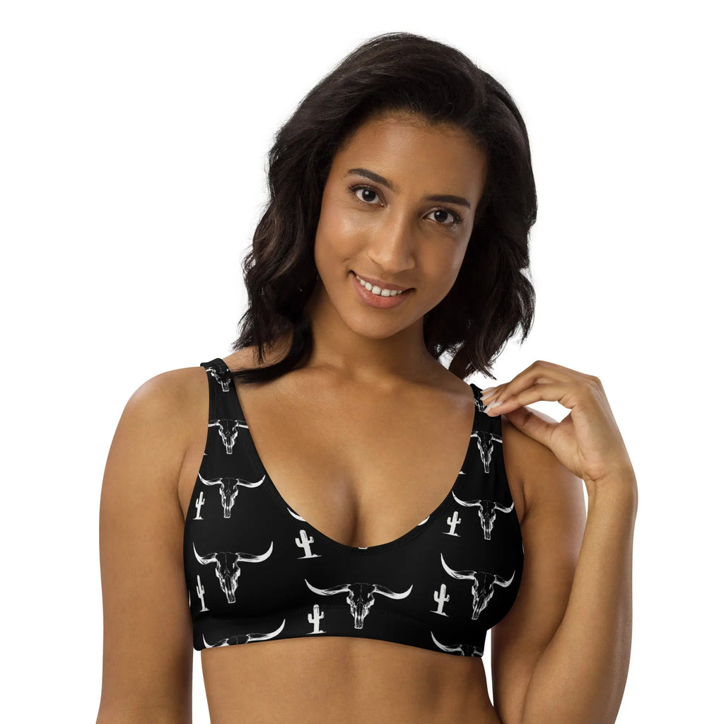 Yeehaw Longhorn Cactus Bikini Top Size Small Ready to ship Baha Ranch Western Wear