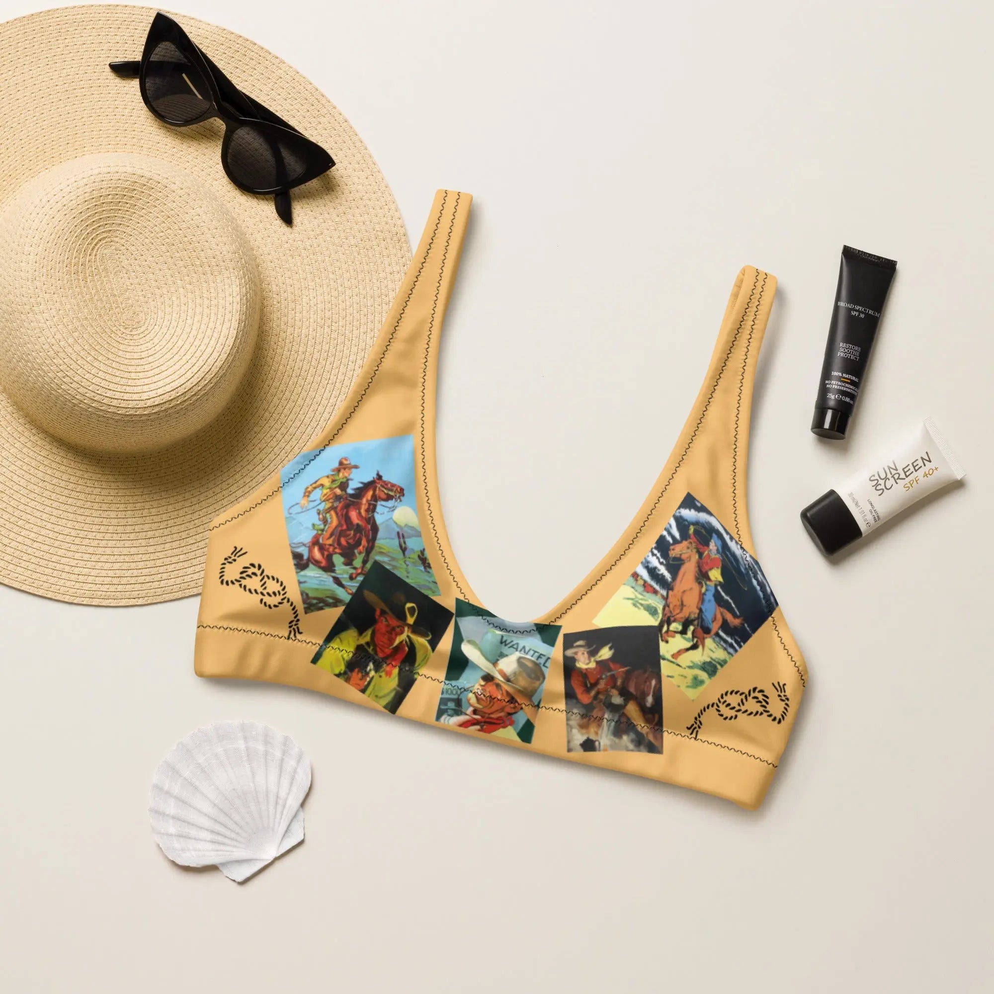 Baha Ranch Yeehaw Let's Be Cowboys Bikini Top Baha Ranch Western Wear