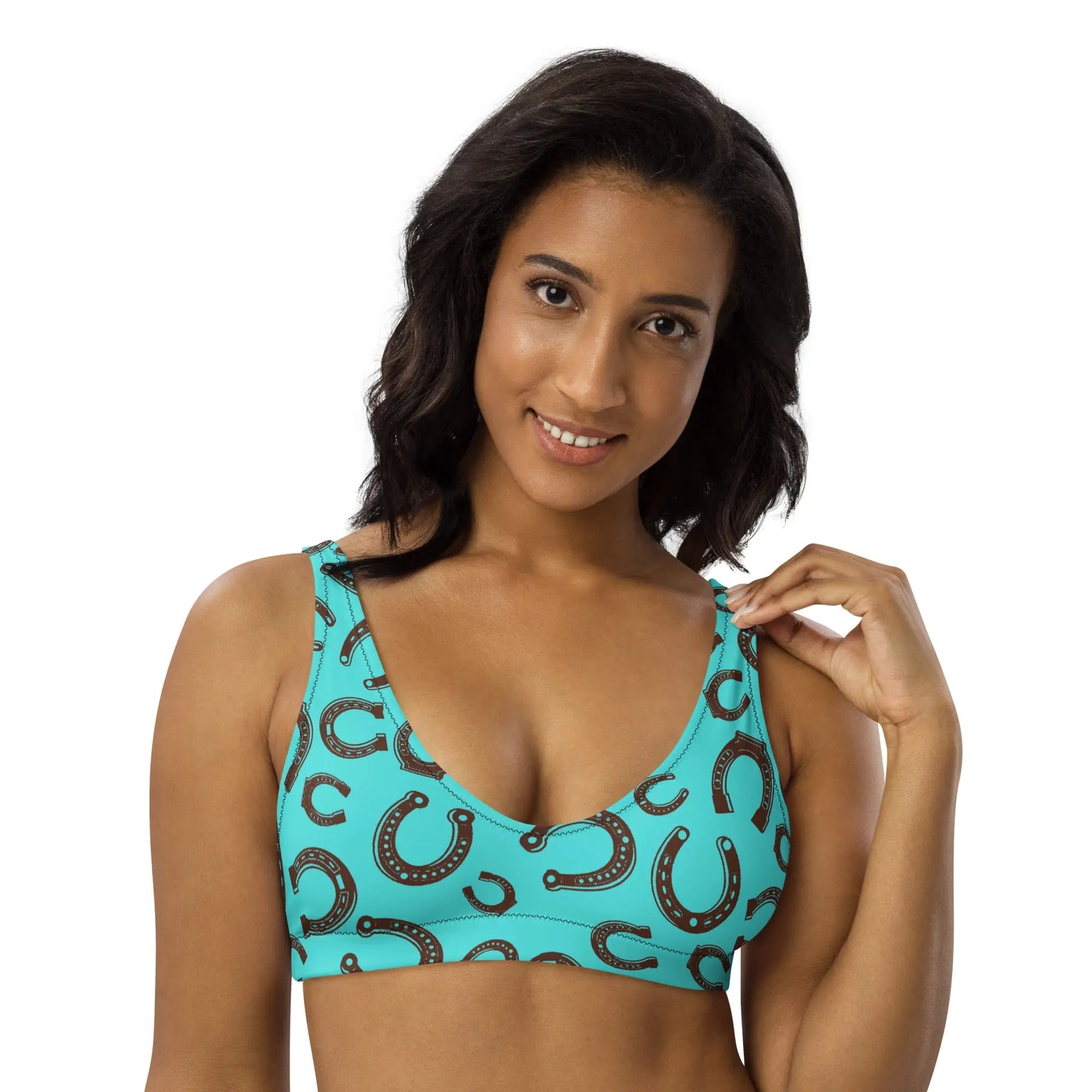 Baha Ranch Yeehaw Turquoise Horseshoe Bikini Top Baha Ranch Western Wear