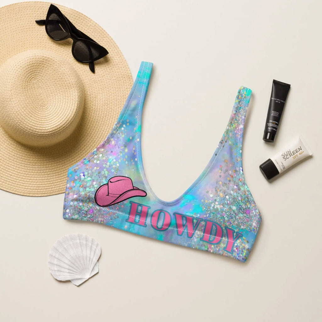 Baha Ranch Yeehaw Howdy Opal Glitter Bikini Top Baha Ranch Western Wear