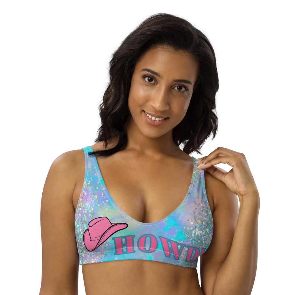 Baha Ranch Yeehaw Howdy Opal Glitter Bikini Top Baha Ranch Western Wear