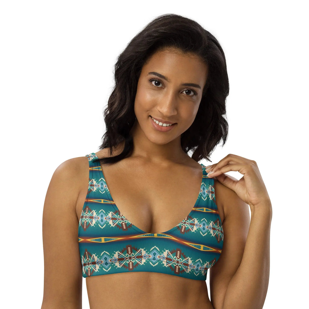 Baha Ranch Yeehaw Teal Aztec Blanket Print Bikini Top Baha Ranch Western Wear