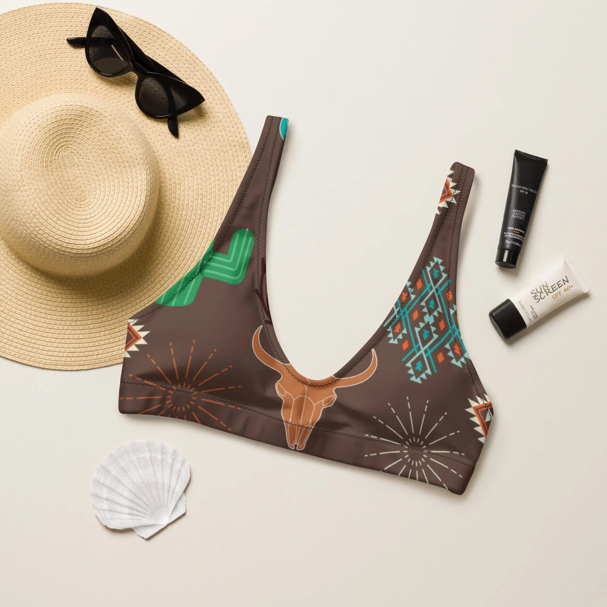 Baha Ranch Yeehaw Bullhead Cactus Bikini Top Baha Ranch Western Wear