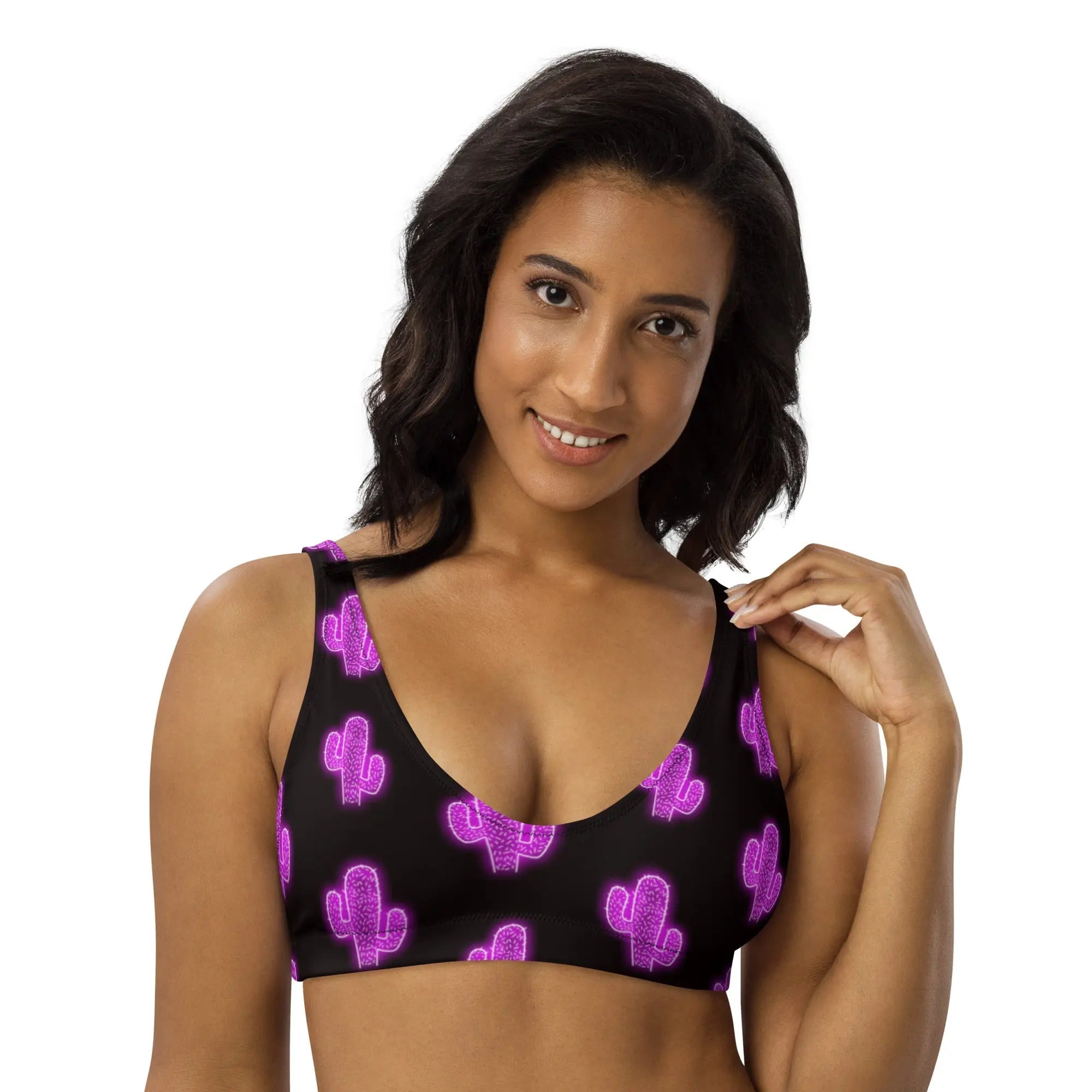 Baha Ranch Yeehaw Purple Neon Cactus Bikini Top Baha Ranch Western Wear