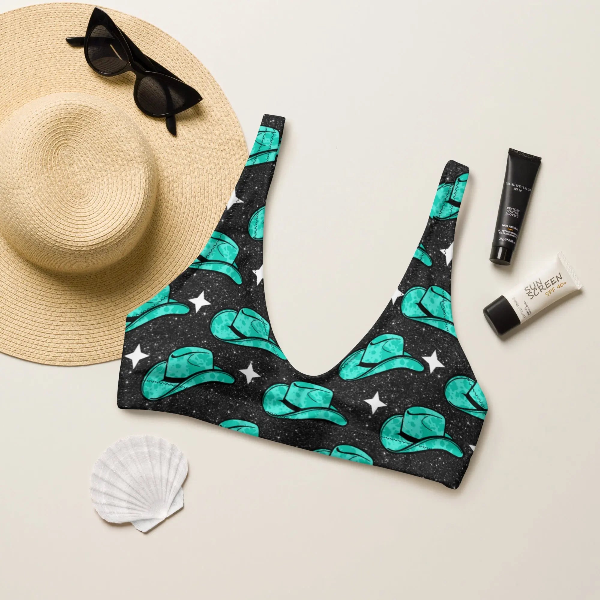 Baha Ranch Yeehaw Turquoise Hat Bikini Top Baha Ranch Western Wear