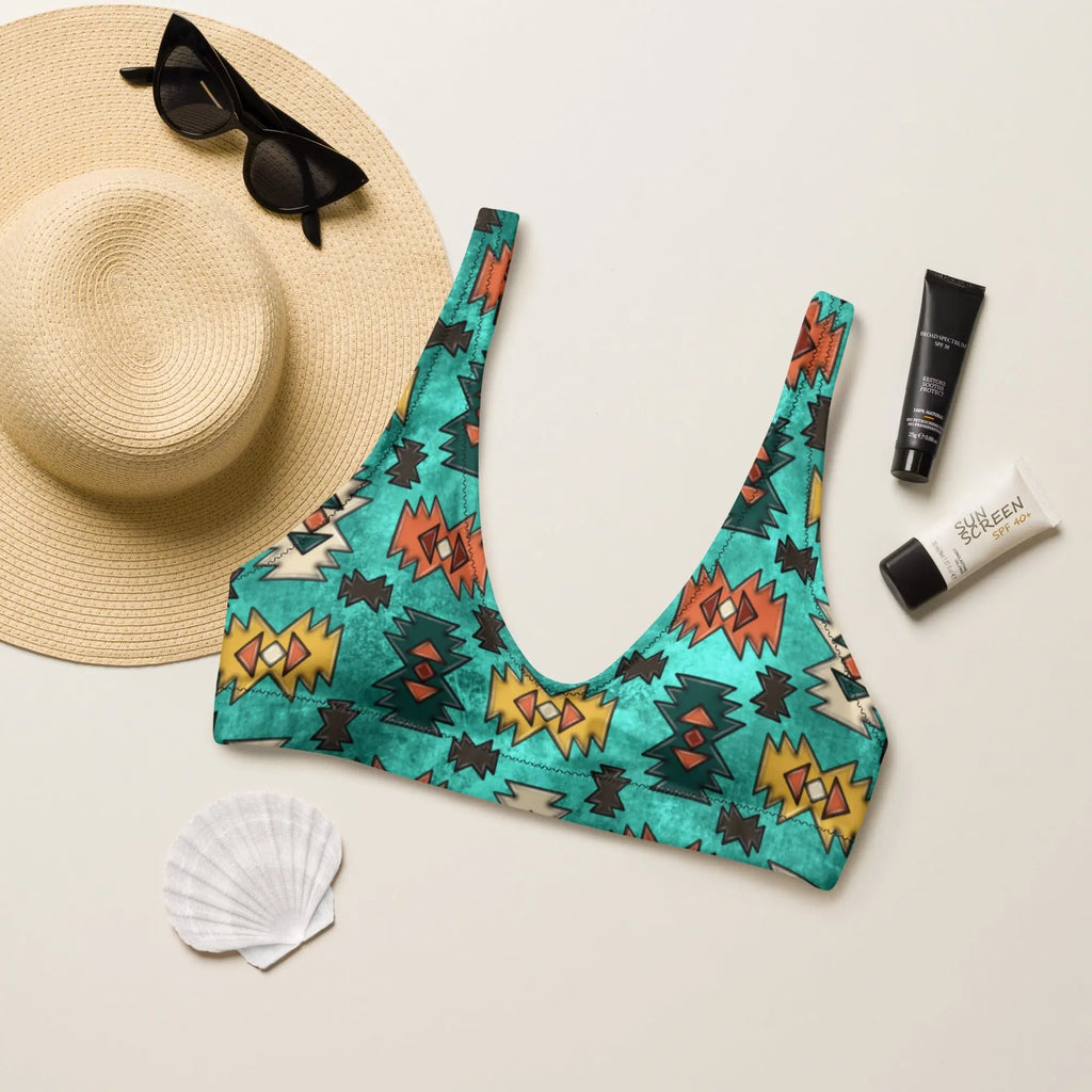 Baha Ranch Yeehaw Turquoise Aztec Bikini Top Baha Ranch Western Wear