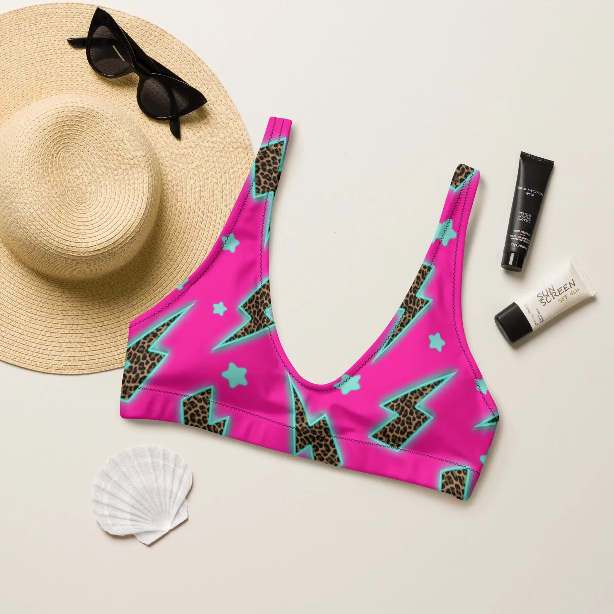 Baha Ranch Yeehaw Leopard Lightning Bikini Top Baha Ranch Western Wear