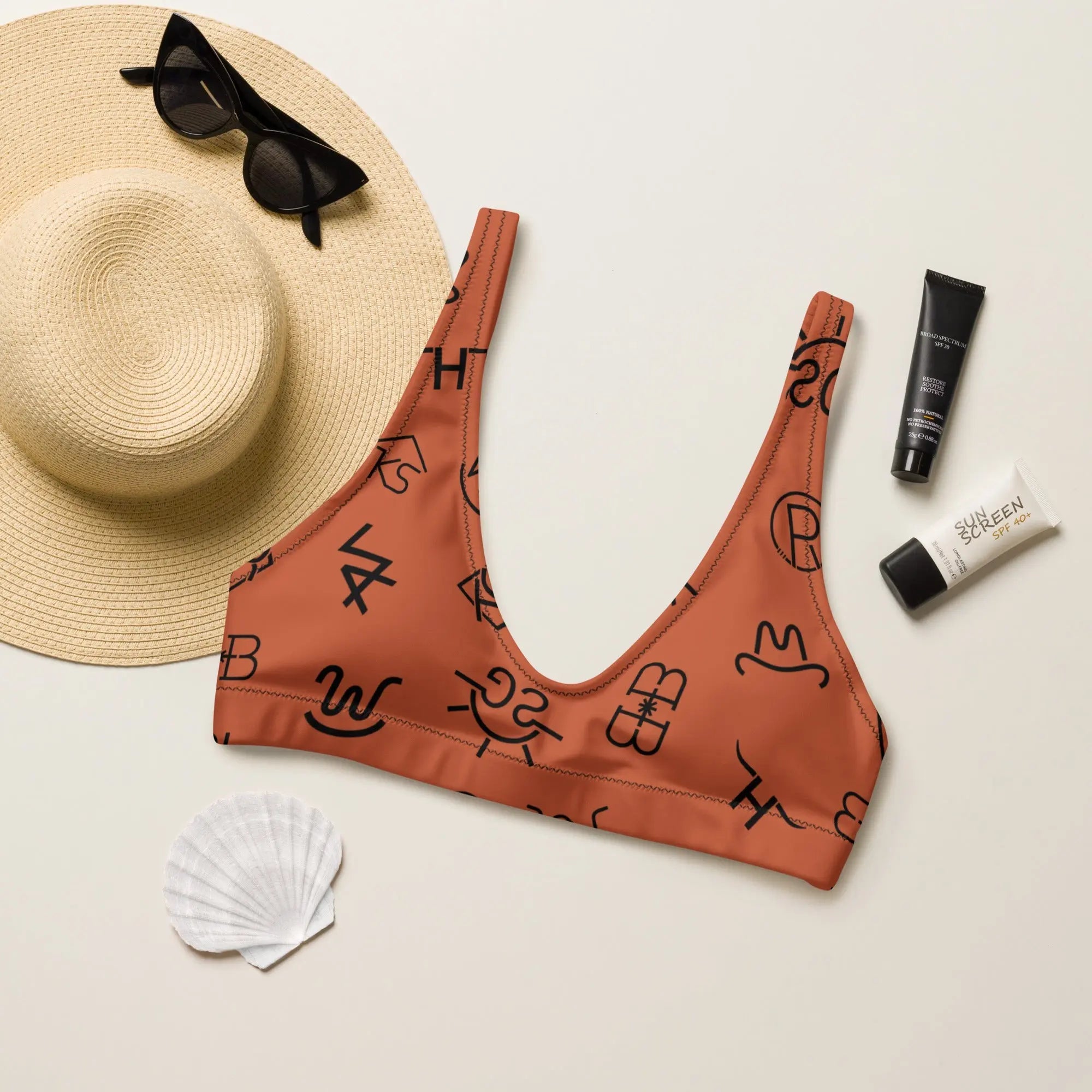 Baha Ranch Yeehaw Brown Cattle Brands Bikini Top Baha Ranch Western Wear