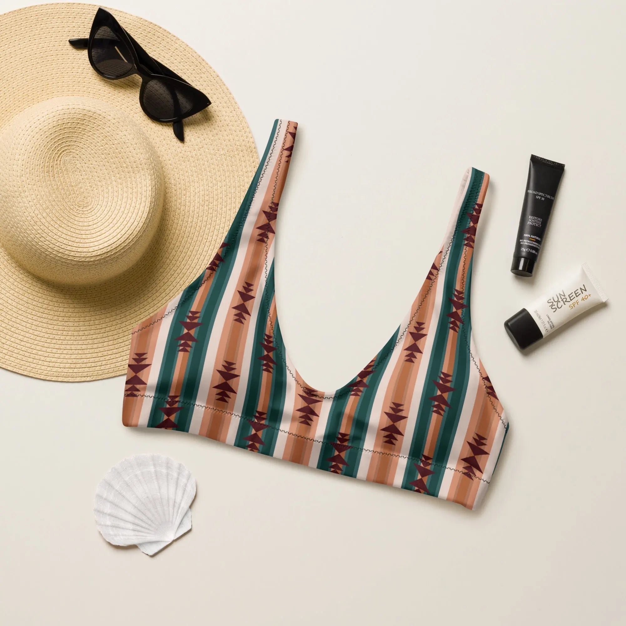 Baha Ranch Yeehaw Cocoa Aztec Bikini Top Baha Ranch Western Wear