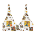 Baha Ranch Yeehaw Vintage Cowgirl Collage White Bikini Top Baha Ranch Western Wear