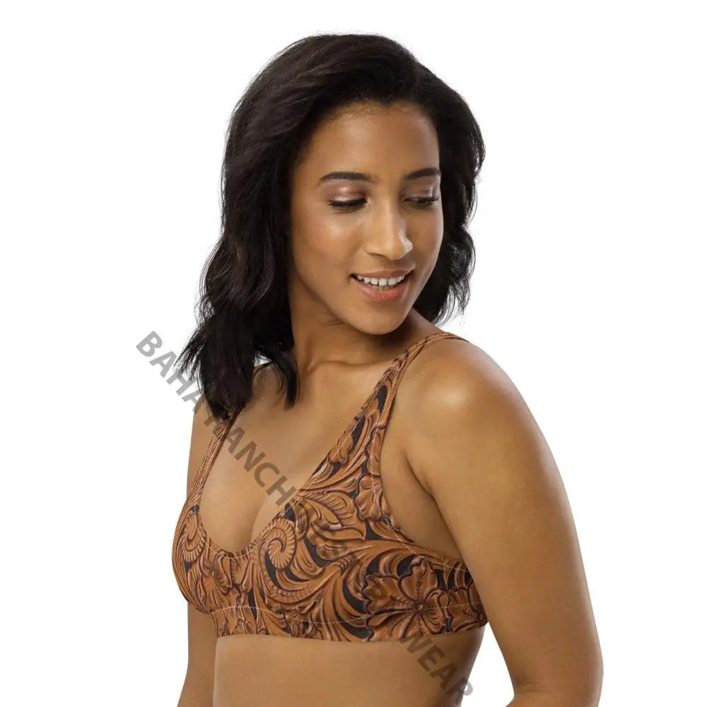 Yeehaw Tooled Leather Bikini Top Baha Ranch Western Wear