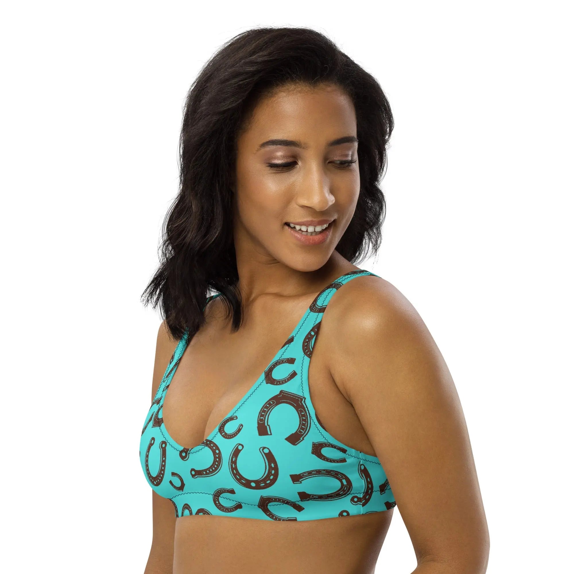 Baha Ranch Yeehaw Turquoise Horseshoe Bikini Top Baha Ranch Western Wear