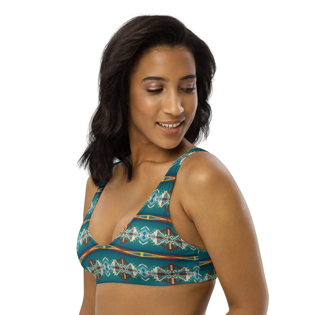 Baha Ranch Yeehaw Teal Aztec Blanket Print Bikini Top Baha Ranch Western Wear