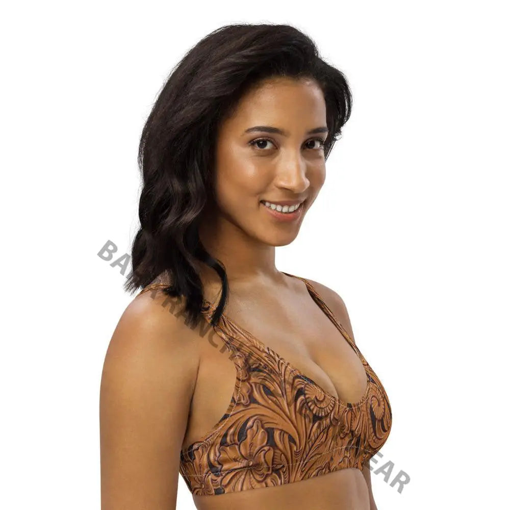 Yeehaw Tooled Leather Bikini Top Baha Ranch Western Wear