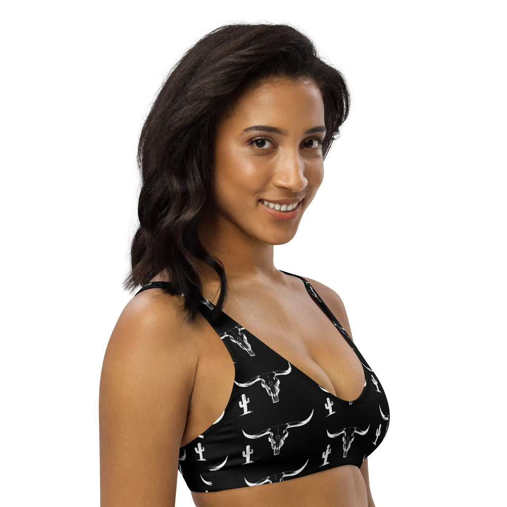 Baha Ranch Yeehaw White Bullhead Cactus Bikini Top Baha Ranch Western Wear