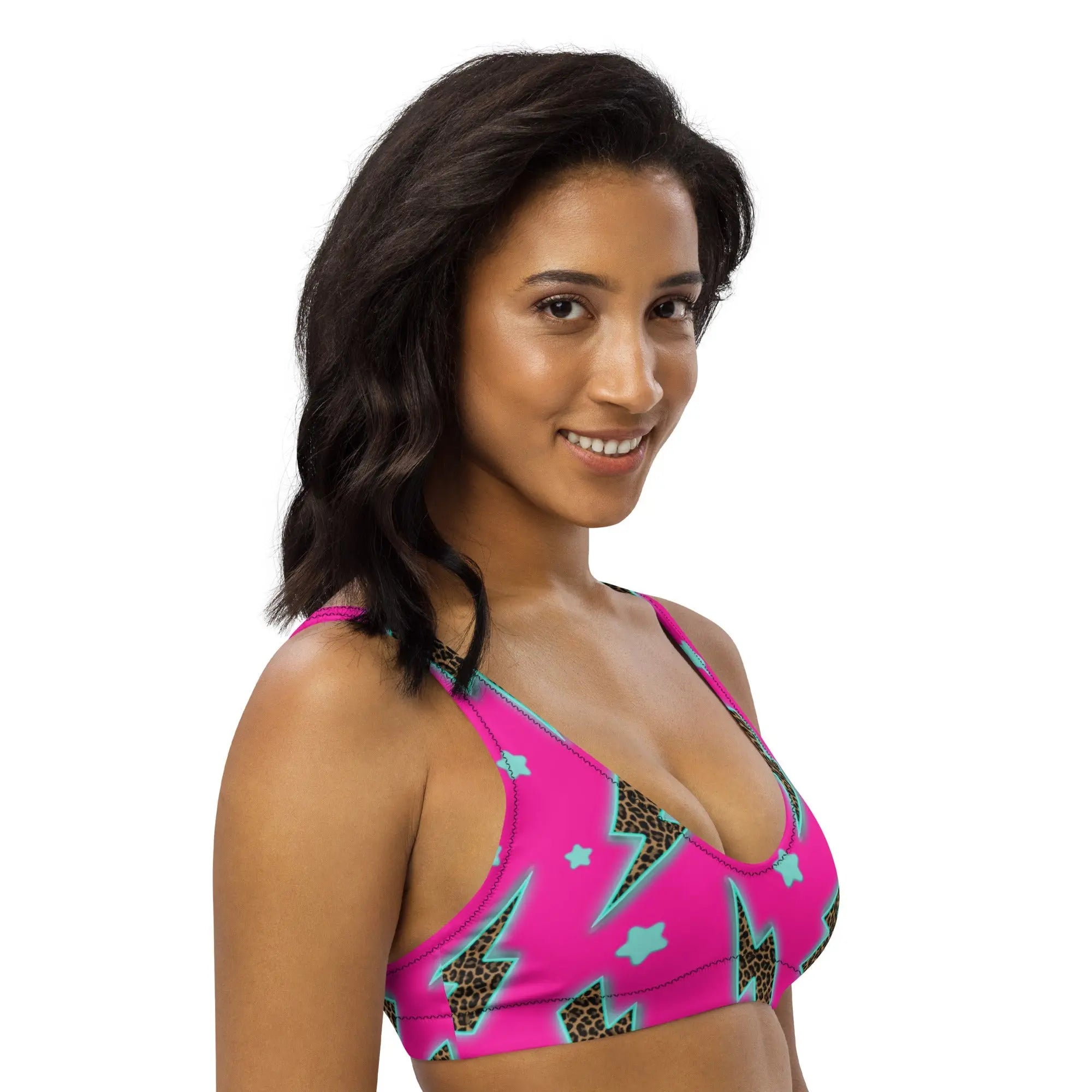 Baha Ranch Yeehaw Leopard Lightning Bikini Top Baha Ranch Western Wear