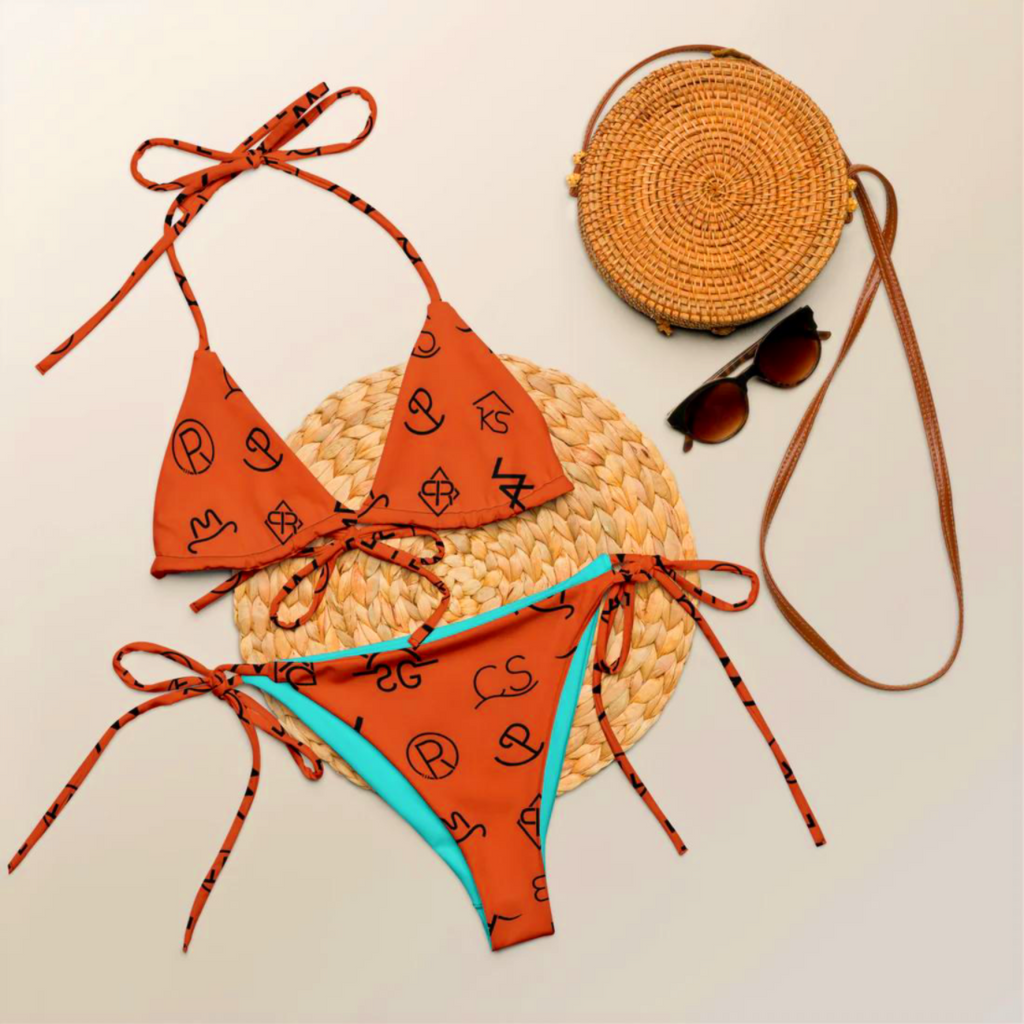 Ready to ship Yeehaw Rust Cattle Brand String Bikini SIZE Medium Baha Ranch Western Wear