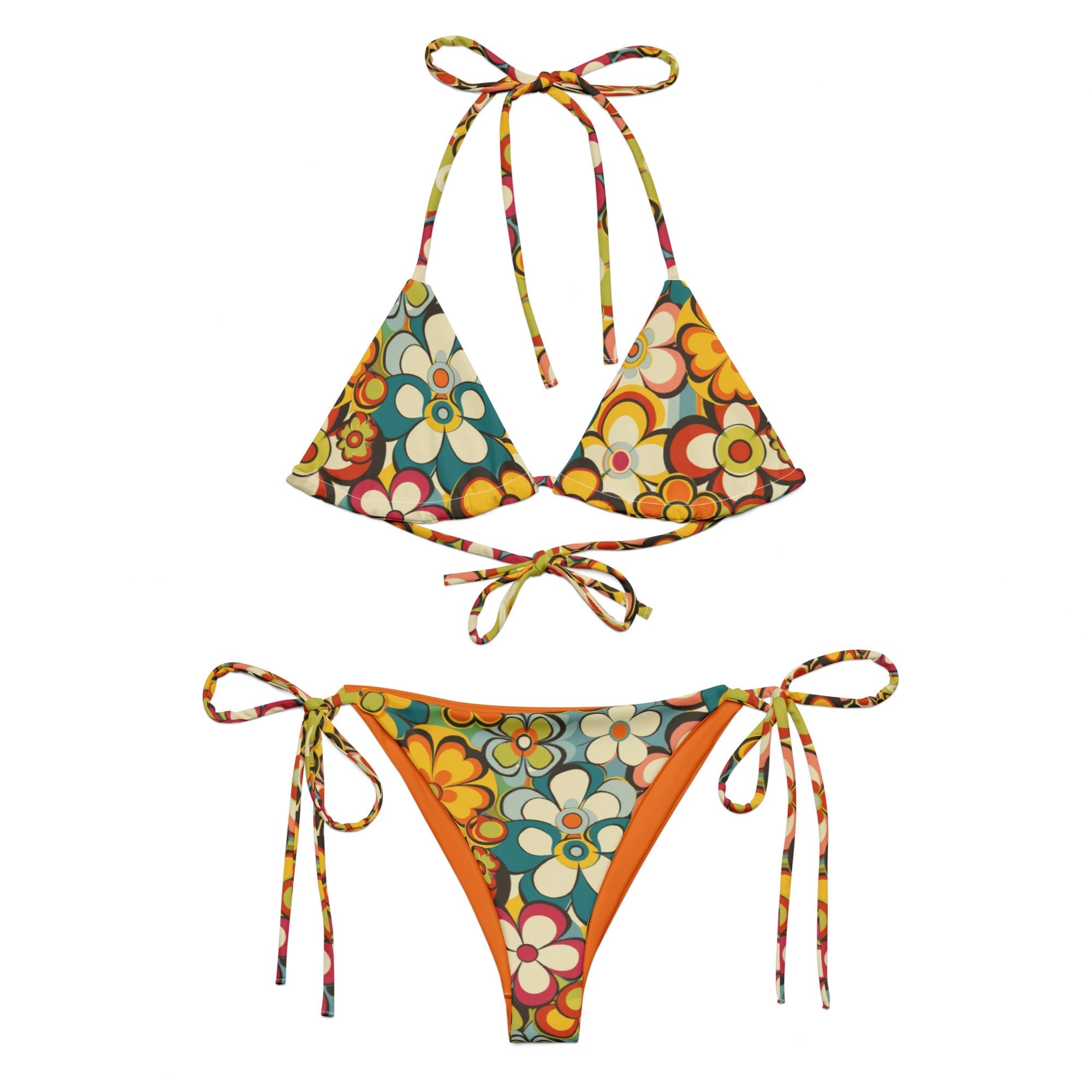 Baha Ranch Yeehaw Woodstock Retro Floral String Bikini Baha Ranch Western Wear
