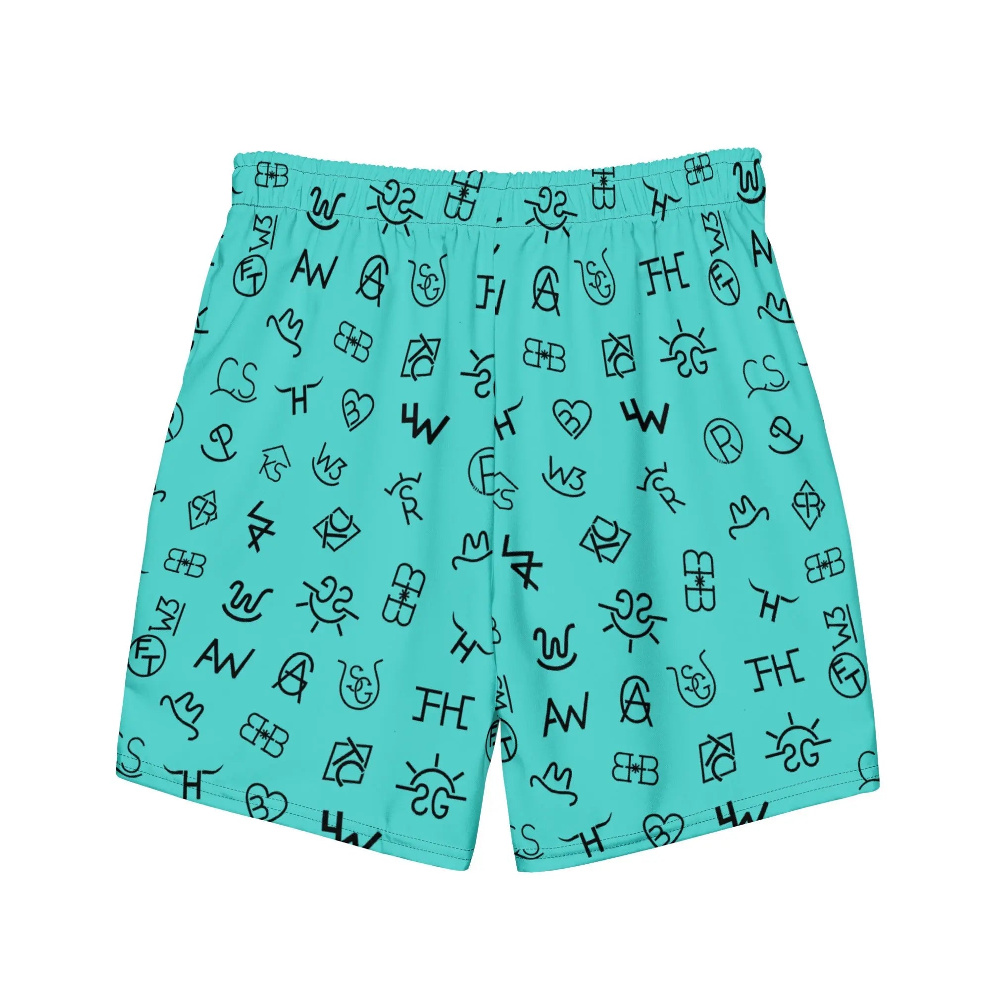Baha Ranch Yeehaw Turquoise Cattle Brands Men's Swim Trunks Baha Ranch Western Wear