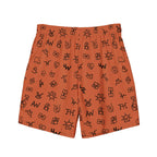 Baha Ranch Yeehaw Brown Cattle Brands Men's Swim Trunks Baha Ranch Western Wear