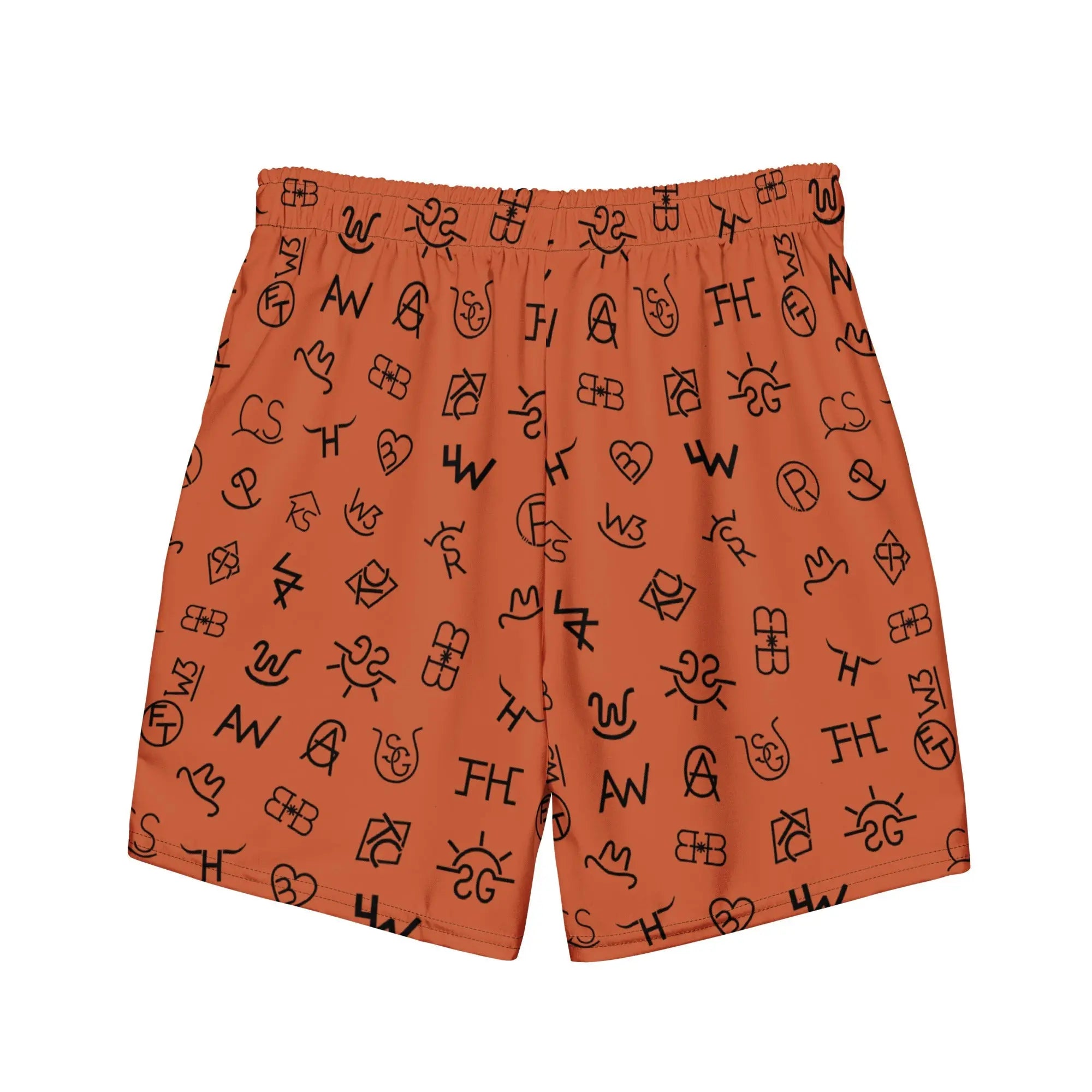 Baha Ranch Yeehaw Brown Cattle Brands Men's Swim Trunks Baha Ranch Western Wear