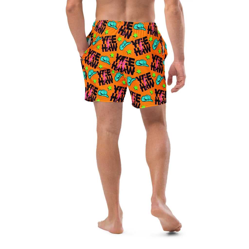 Baha Ranch Yeehaw Orange Men's Swim Trunks Baha Ranch Western Wear