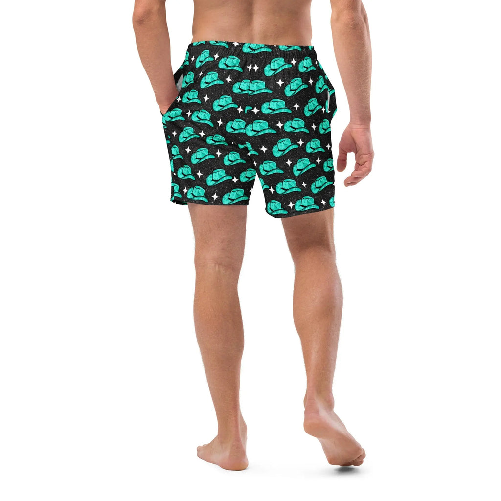 Baha Ranch Yeehaw Turquoise Hat Men's Swim Trunks Baha Ranch Western Wear