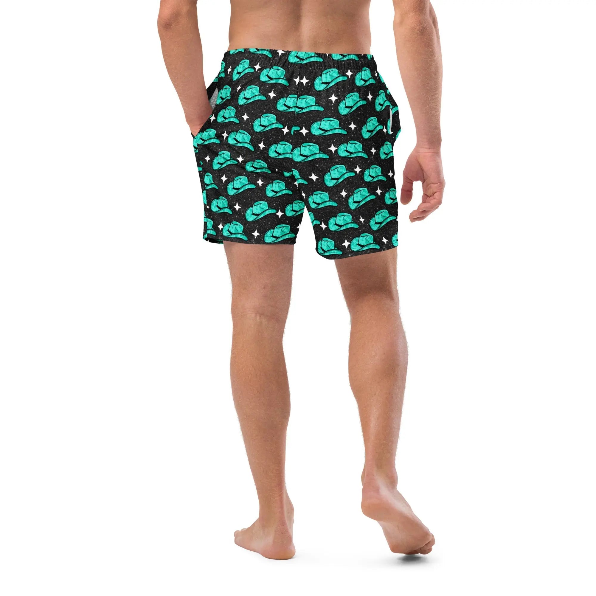 Baha Ranch Yeehaw Turquoise Hat Men's Swim Trunks Baha Ranch Western Wear