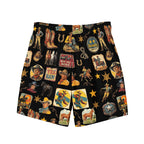 Baha Ranch Yeehaw Vintage Cowboy Collage Swim Trunks Baha Ranch Western Wear