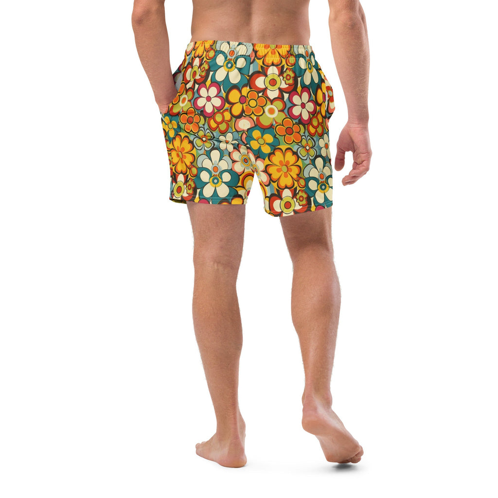 Baha Ranch Yeehaw Woodstock Retro Floral Men's Swim Trunks Baha Ranch Western Wear