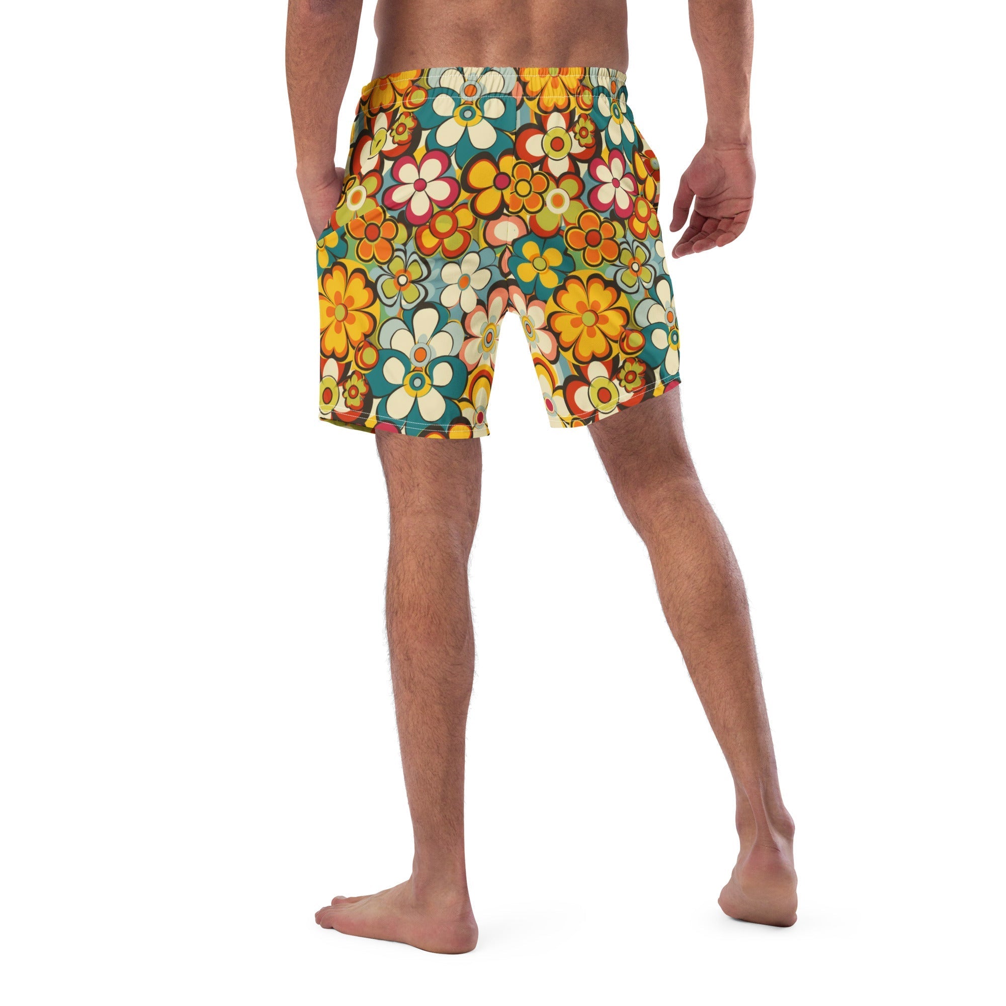 Baha Ranch Yeehaw Woodstock Retro Floral Men's Swim Trunks Baha Ranch Western Wear