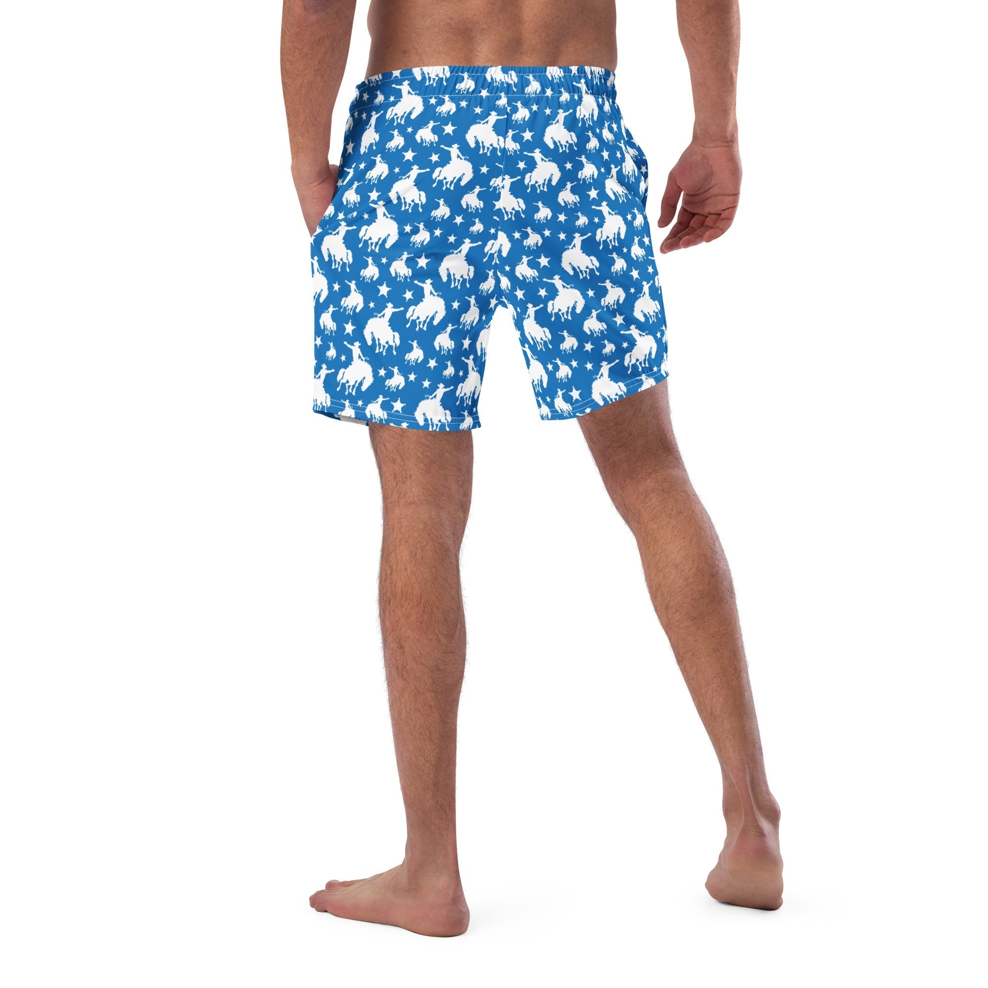 Baha Ranch Yeehaw Blue Rodeo Cowboy Men's Swim Trunks Baha Ranch Western Wear