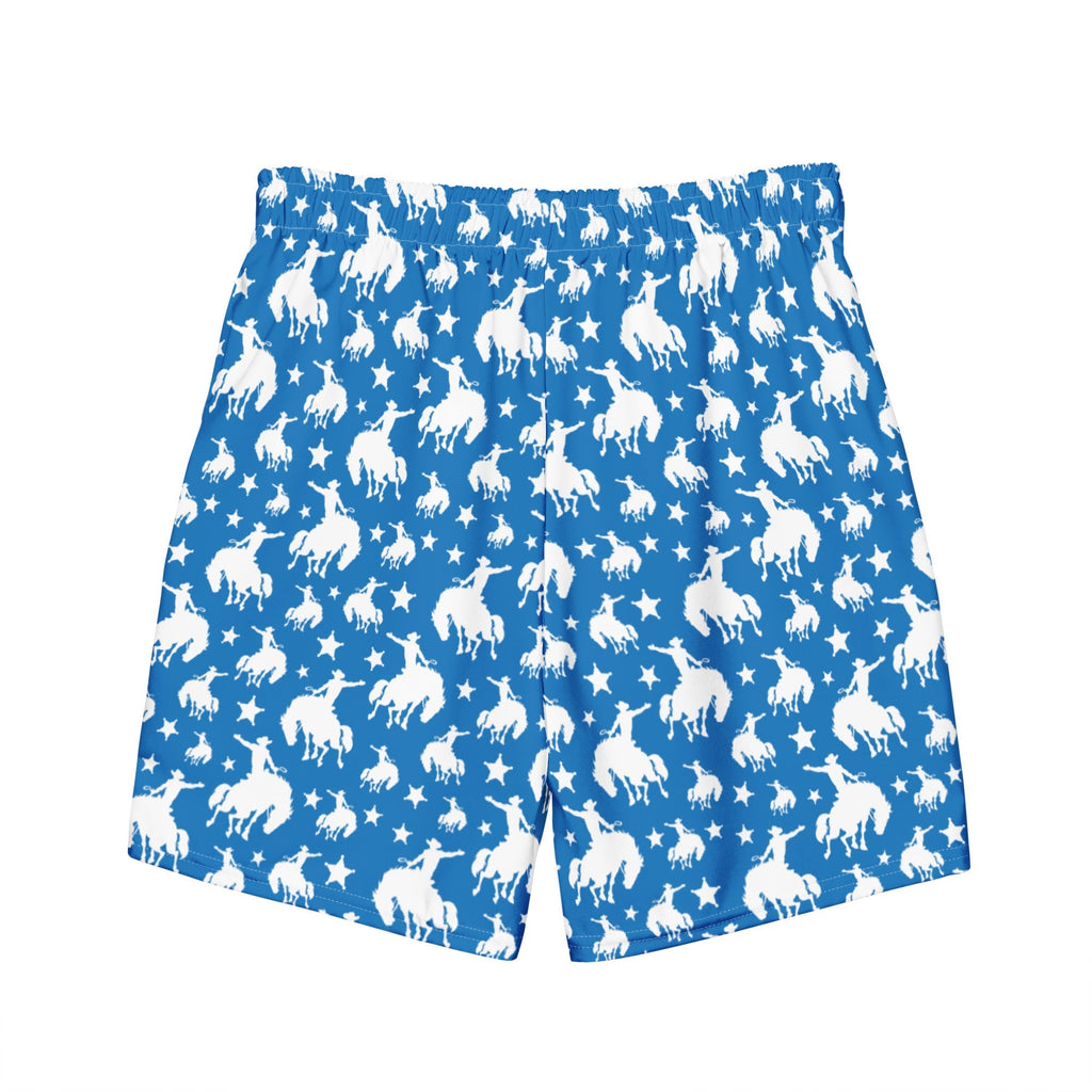 Baha Ranch Yeehaw Blue Rodeo Cowboy Men's Swim Trunks Baha Ranch Western Wear