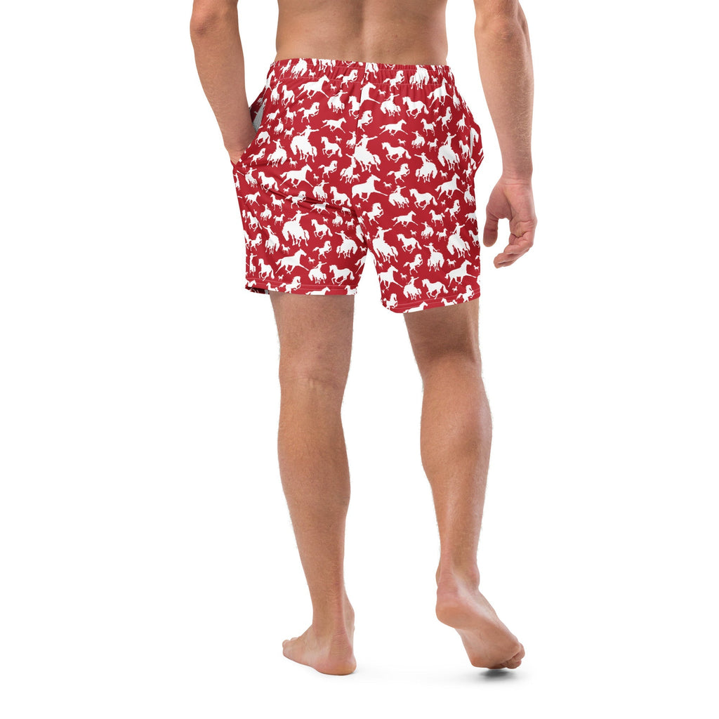 Baha Ranch Yeehaw Red Rodeo Cowboy Men's Swim Trunks Baha Ranch Western Wear