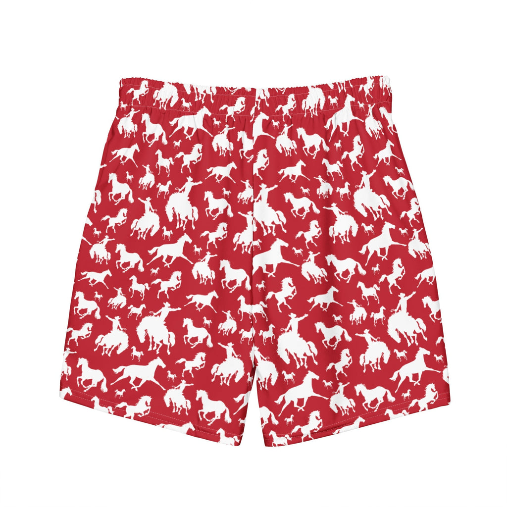Baha Ranch Yeehaw Red Rodeo Cowboy Men's Swim Trunks Baha Ranch Western Wear